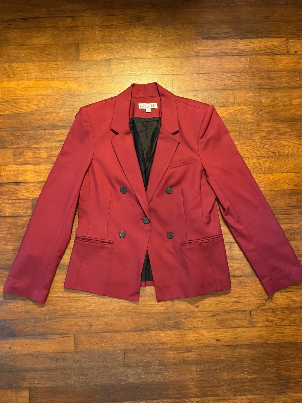 Argent Double-Breasted Burgundy Blazer